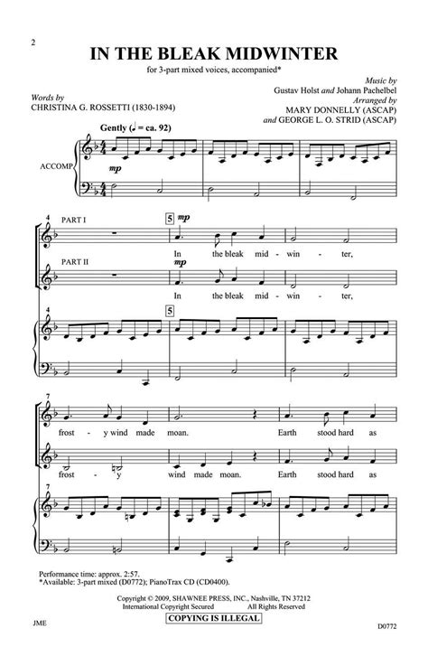 In The Bleak Midwinter Sheet Music By Donnelly Strid Sku 35010760