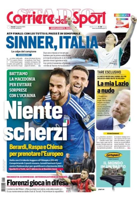 Revue De Presse Italienne Du 17 Novembre 2023 Tuttosport Corriere