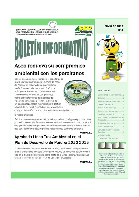 Ejemplo De Boletin Informativo