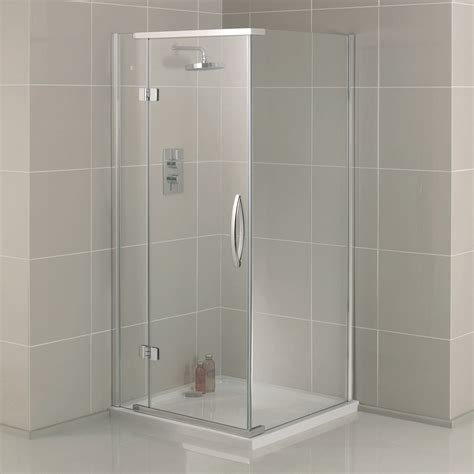 Aquadart Inline 2 Sided Hinged Shower Door Polished Silver With One