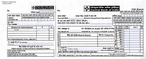 PDF Central Bank Of India Deposit Slip PDF Panot Book