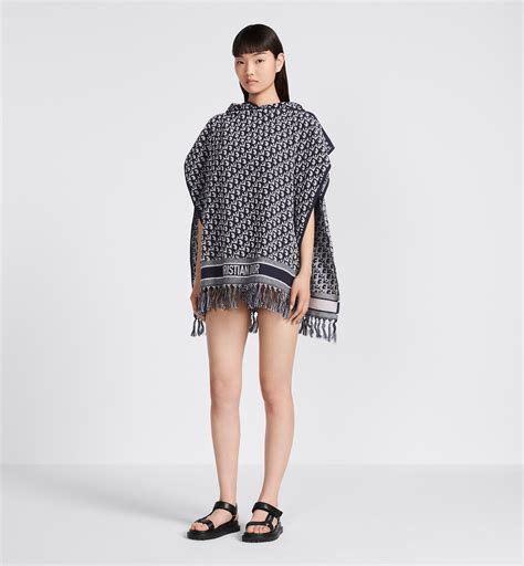 Dior Oblique Hooded Poncho Navy Blue Cotton Dior Us