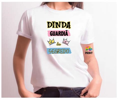 Camiseta Adulto Dinda Guardi Do Segredo Est Rosa Azul Ch Revela O