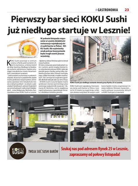 Już niedługo zaczynamy szkolenia w nowym lokalu KOKU Sushi w Lesznie