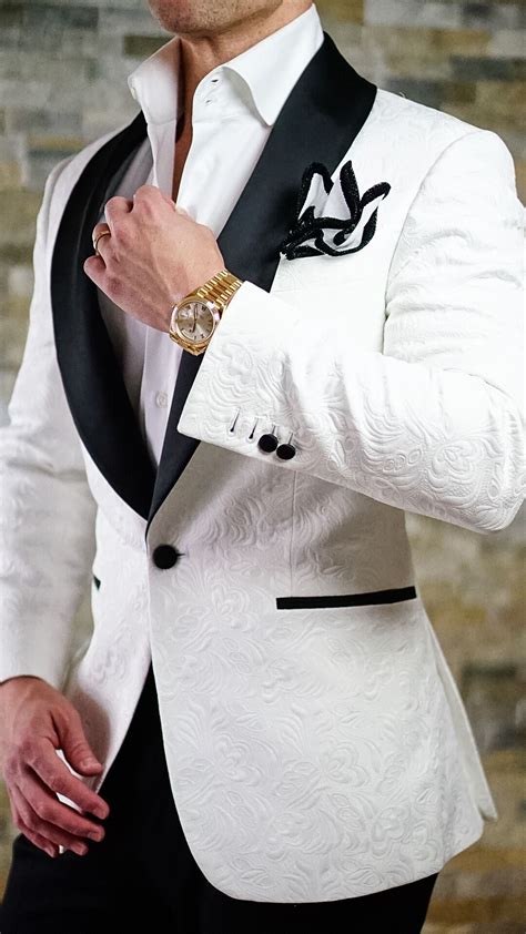 Vanilla And Black Paisley Dinner Jacket Wedding Suits Men Mens Fashion