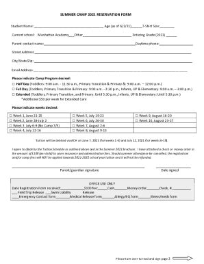 Fillable Online Summer Camp Enrollment Form Templatejotform Fax Email