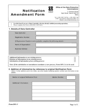 Fillable Online Idpc Gov Notification Amendment Form Information And