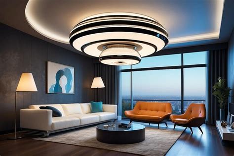 Premium AI Image | Retro Futuristic Space Age Lighting Fixture in a ...