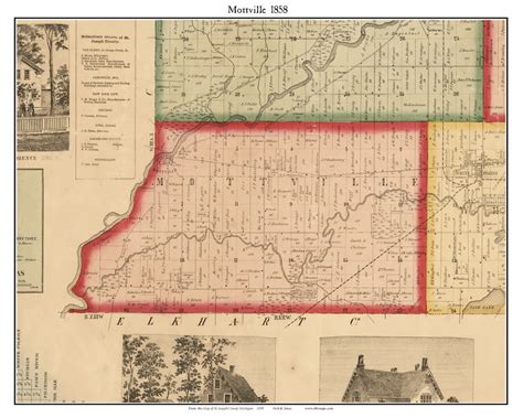 Mottville 1858 Old Town Map With Homeowner Names Michigan Etsy