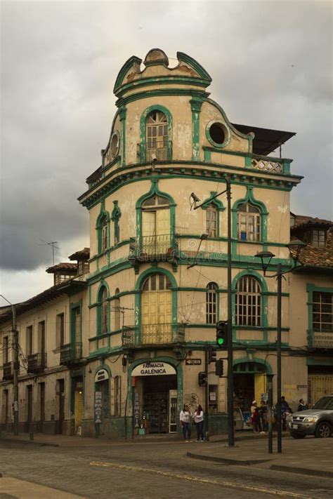 Pharmacy In Cuenca Typical Colonial Architecture In The City Center