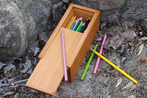 vintage style wooden pencil box Inukshuk cross wooden jewelry