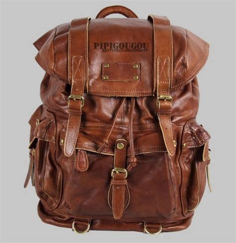 Punk leather satchel bag black, brown leather travel backpack - BagsWish