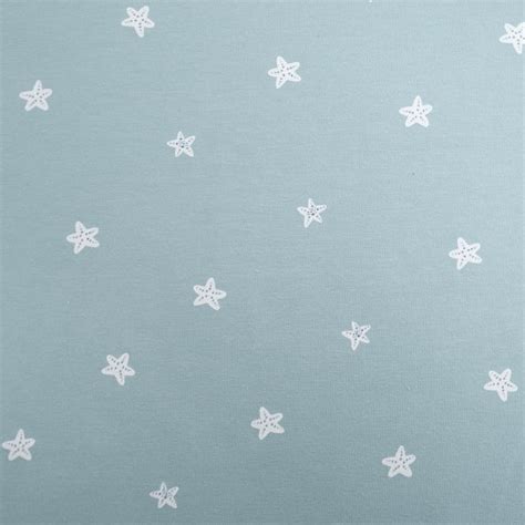 Tissu Jersey Bleu Petite Etoile De Mer Oeko Tex Mercerine