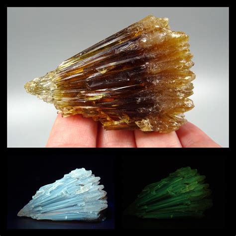 Fluorescent And Phosphorescent Amber Calcite Cluster Etsy In 2020