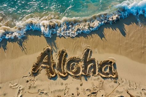 Aloha Written In The Sand On A Tropical Beach Stock Image Image Of