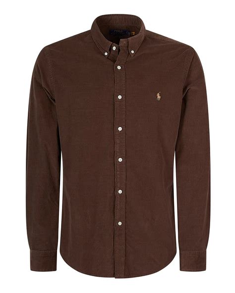 Polo Ralph Lauren Mens Choc Mousse Slim Fit Corduroy Shirt