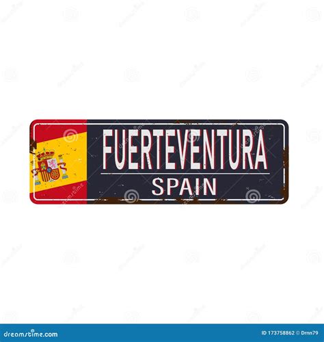 Fuerteventura Road Sign Square Signboard Vector Illustration Stock