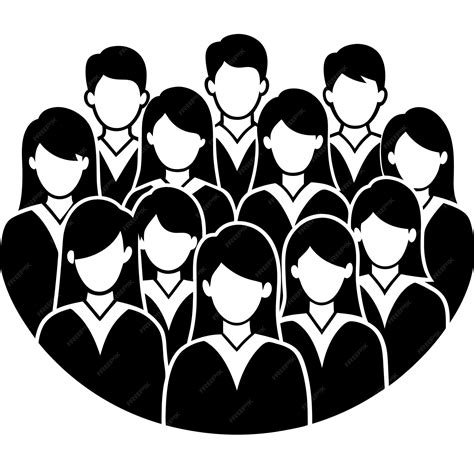 A lot of crowded students male and female students vector silhouette 3