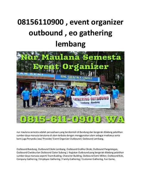 Event Organizer Outbound Eo Gathering Lembang Pdf