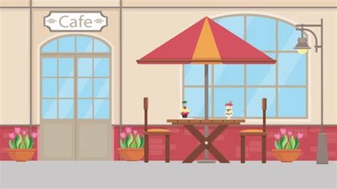 Restaurant Facade Background Banner Flat Cartoon Stock Vector (Royalty ...