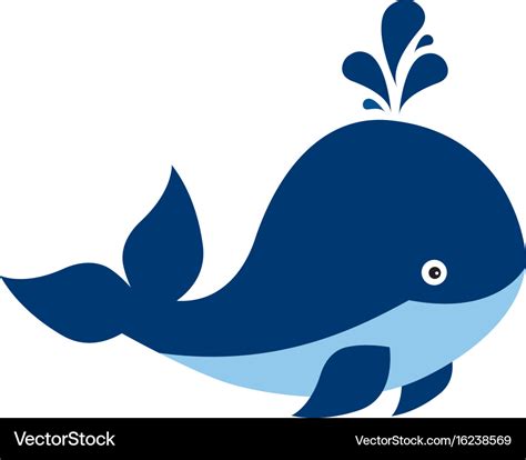 Cute cartoon whale on white background Royalty Free Vector