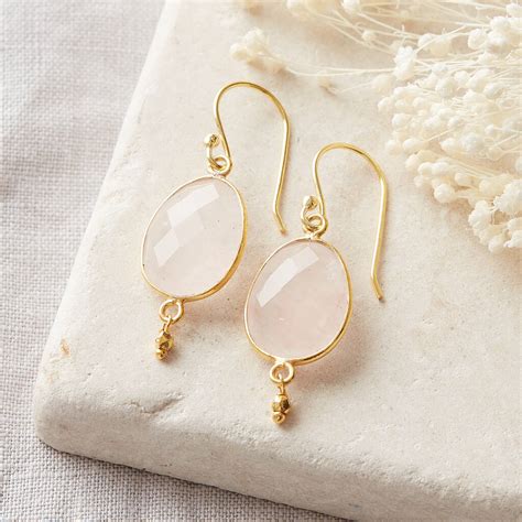 Aquamarine Chalcedony Gold Plated Drop Earrings By Rochejewels