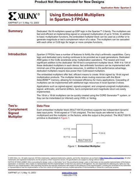 Xilinx Xapp Using Embedded Multipliers In Spartan Fpgas V