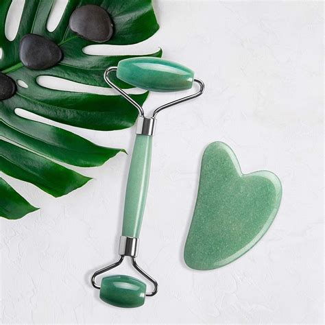 Jade Roller And Gua Sha Set Face Roller Natural Jade Stone