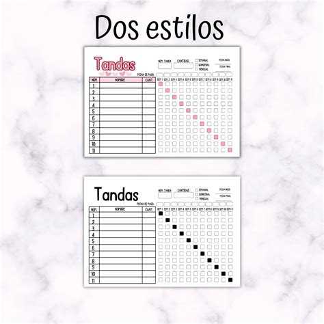 Libreta De Tandas Imprimible Organizador De Tandas Horizontal