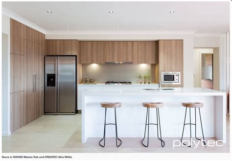 Ravine Maison Oak And Createc Ultra White Polytec Timber Kitchen