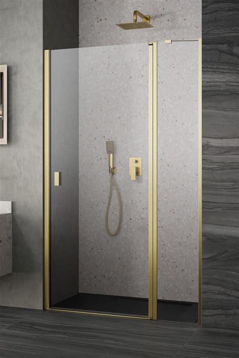 Nes Brushed Gold DWJ II Recess Door Shower Door Radaway