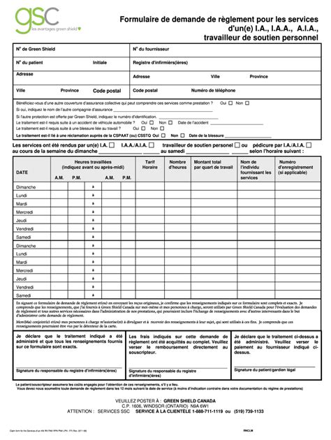 Fillable Online Greenshield Formulaire De Demande De Rglement Pour Les