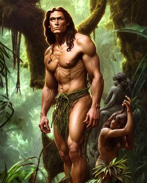 Tarzan In The Jungle Fantasy Character Portrait Stable Diffusion