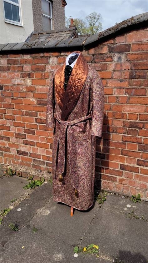 Victorian Sherlock Holmes Style Velvet Green Paisley Dressing Etsy Uk