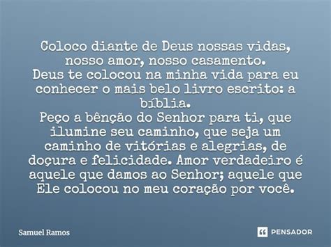 Coloco Diante De Deus Nossas Vidas Samuel Ramos Pensador