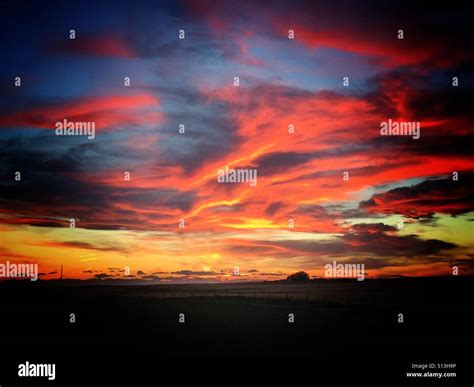 dramatic alberta sunset stock photo alamy