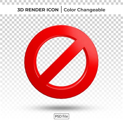 Prohibido Señal 3d Render Color Cambiable Icono Archivo Psd Premium