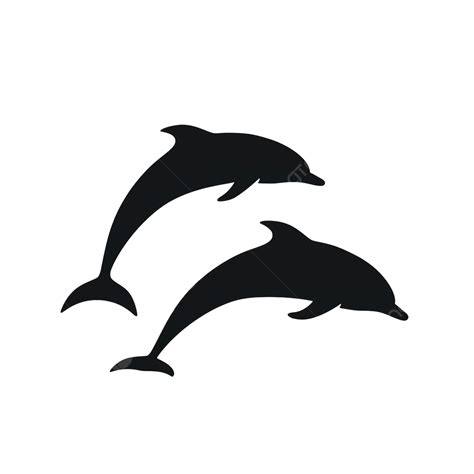 Silhouettes Of Dolphins Jumping In The Ocean Isolated On Background