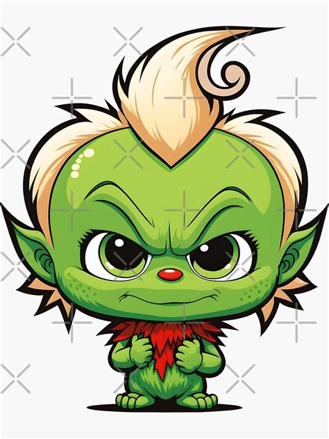 Cute Angry Grinch Sticker For Sale By Ou SunShine Redbubble