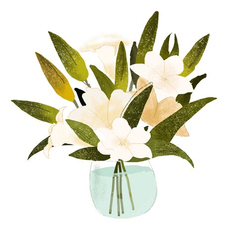 Lily Bouquet Png Transparent Hand Painted Glass Bottle Bouquet Lily