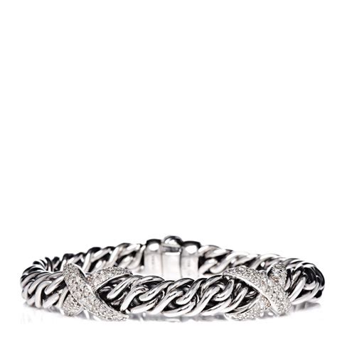 DAVID YURMAN Sterling Silver Diamond 9mm Double X Lyrica Bracelet