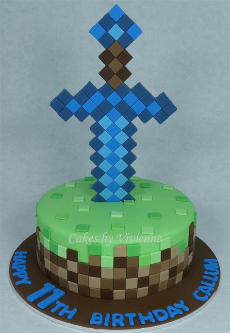 Minecraft Diamond Sword Birthday Cake Decorated Cake By CakesDecor