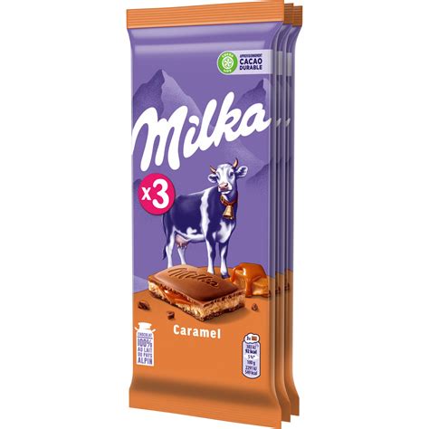 Tablette De Chocolat Au Lait Et Au Caramel Milka Les 3 Tablettes De