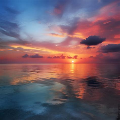 Hermosa Puesta De Sol En El Mar Cielo Colorido Y Nubes Foto Gratis