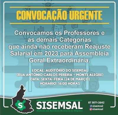 Sindicato Dos Servidores Municipais De Salgueiro Convoca Assembleia