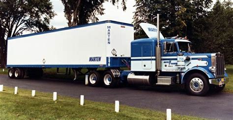 Classic Blue Bird Marten Transport Dry Van Peterbilt Trucks