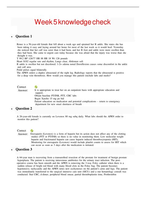 NRNP 6566 Week 5 Knowledge Check 100 Correct Verified Answers By