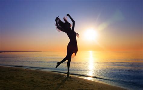 Dance In Sunset Silhouette Of The Woman Dancing At The Bea… Flickr