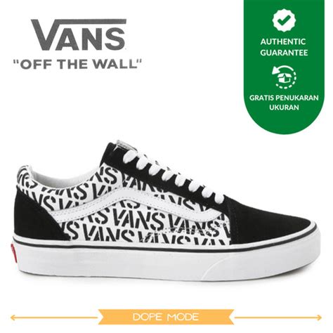 Jual Sepatu Sneakers VANS Old Skool Vans Logo Black True White Original ...