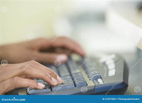 Woman S Hands Typing On A Computer Keyboard Stock Photo Image Of